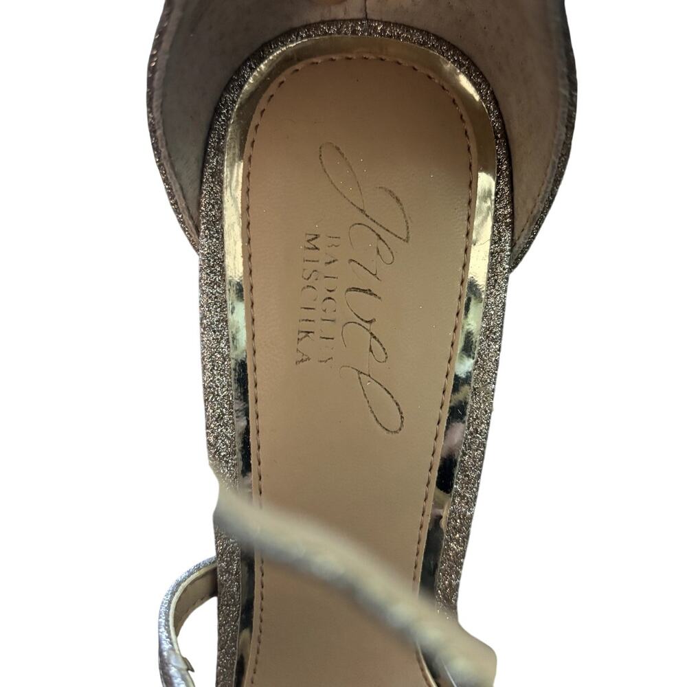 NEW Jewel By Badgley Mischka Devorah Sandals Women's Size 8.5 M Gold Glitter 3" - Picture 6 of 7